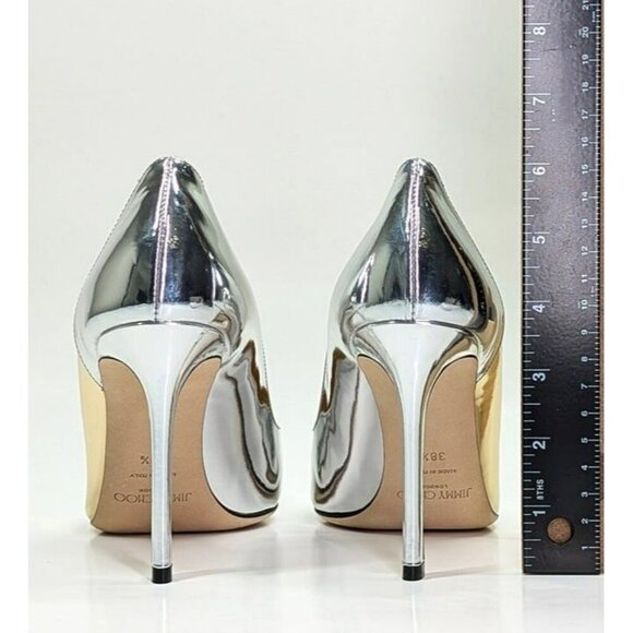 Jimmy Choo Women's Cass 95 Metallic Pointed Toe Pumps Size 38.5 (MSRP $950) - Picture 8 of 11